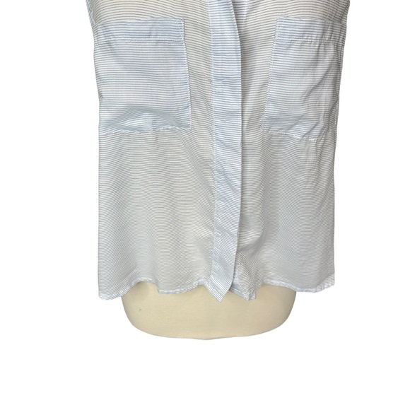 Bella Dahl Tank Top Womens Collared Striped Button Down Pockets Blue Medium - Picture 3 of 10